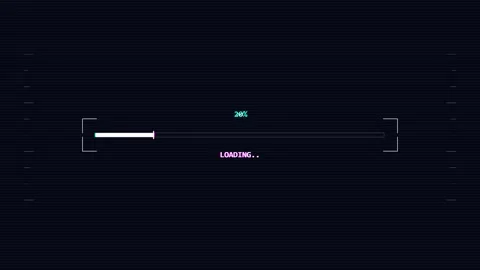Digital glitch loading progress bar with scanline interface on dark backgroun Stock Footage 345662963