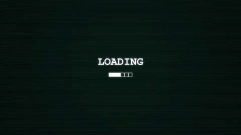 Digital glitch loading text with progress bar on dark screen Stock Footage 342202492