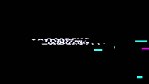 Digital glitch loading. White loading text with scanline glitch on black Stock Footage 342202512