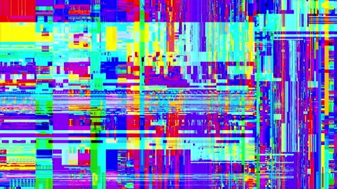 Digital glitch loop video background with abstract futuristic shape and Stock Footage 339510407