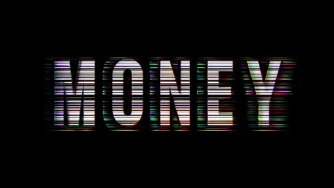 Digital glitch money animation loop with black background Stock Footage 318776699
