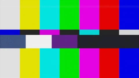 Digital glitch motion of a television test signal with color bars. 4K Video stock 345778570