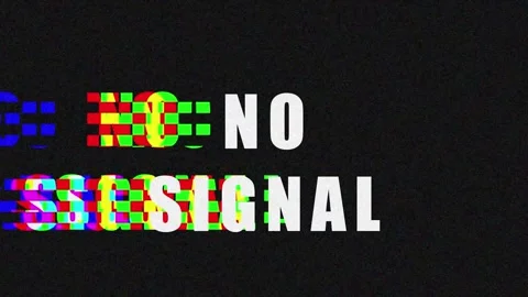 Digital glitch NO SIGNAL text animation with static interference and color .. Stock Footage 343414987