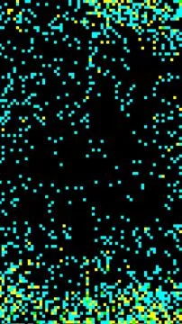 Digital Glitch Pattern in Bright Cyan, Yellow on Black, 80s, Cyberpunk Aesthetic イラスト素材