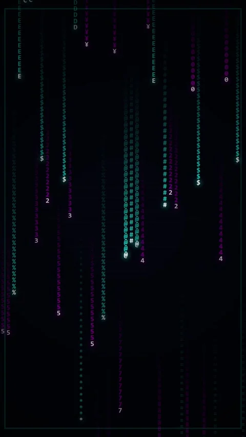 Digital glitch pattern: Falling neon luminous particles abstract data stream Stock Footage 345492628