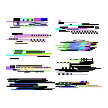 Digital glitch pixel bar geometric elements Stockillustratie