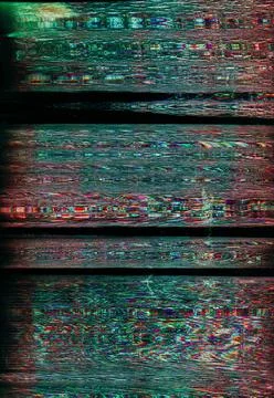 Digital glitch pixel noise texture red green dark 写真素材