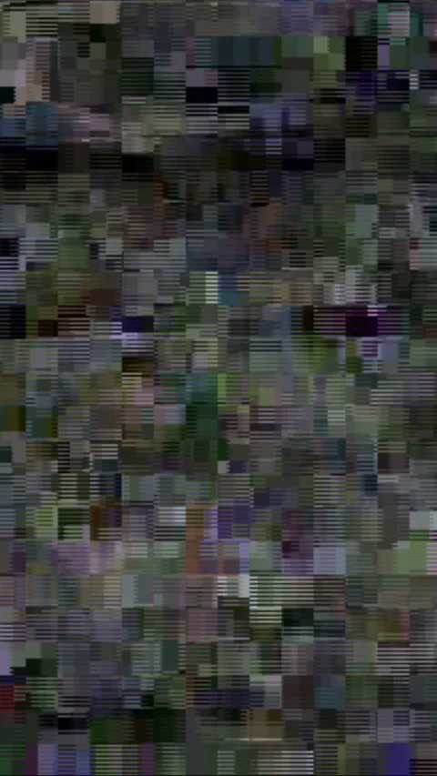 Digital Glitch: Pixelated Noise on Vertical Screen Stock-Footage 280316468
