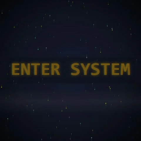 Digital Glitch Screen Enter System Text Overlay with Particle Rain Effect Stock Footage 348199737