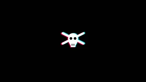 Digital glitch skull crossbones danger hazard symbol on black background footage Stock-Footage 342725140
