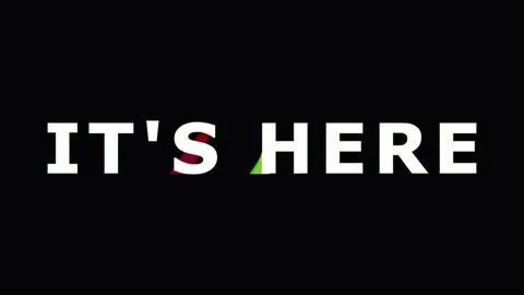 Digital Glitch Text Animation IT'S HERE with Subtle Color Aberration Over B.. Video stock 344037026