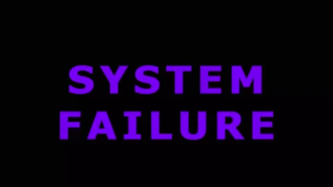 Digital glitch text SYSTEM FAILURE appearing with cinematic motion against .. Stock Footage 343412732