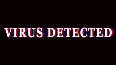 Digital glitch text VIRUS DETECTED red and blue distortion on black backgroun Stock Footage 344282958