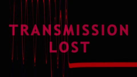 Digital Glitch Transmission Lost with Red Data Stream and Vertical Lines Video stock 343478724