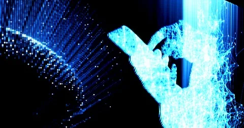 Digital global blockchain using a smartphone and seeing the 3D connection Stock Footage 111332489