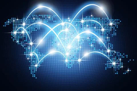 Digital global communication, concept of communication over the world Stock Photos
