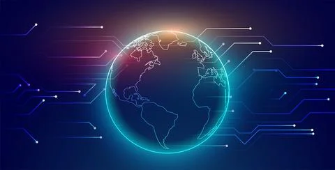 Digital global connection network technology background design Stock Illustration