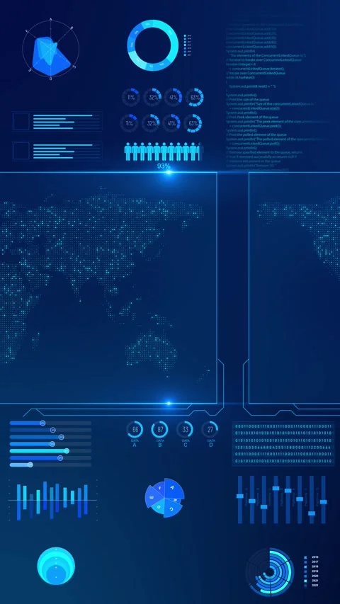 Digital Global Interface Data Visualization Map Technology Screen data visualiza Stock Footage 341903801
