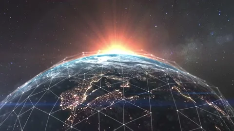 Digital Global Network covers the entire planet Earth. 3-D Visualization of the Stock Footage 170243569