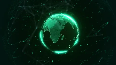 Digital global network solution platform with data connection transfer 4K motion Stock Footage 279934817