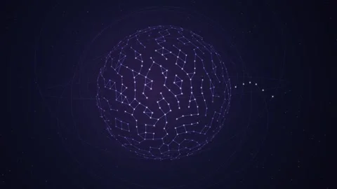 Digital global network sphere with rotating data connections Stock Footage 346680396
