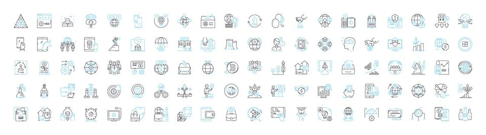 Digital globalization vector line icons set. Digital, Globalization 스톡 일러스트