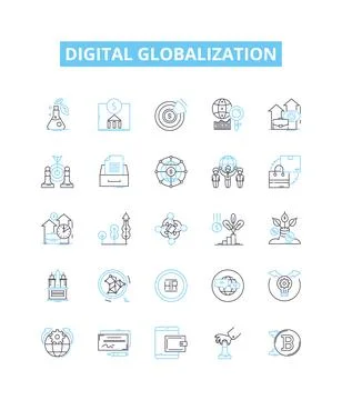 Digital globalization vector line icons set. Digital, Globalization イラスト素材