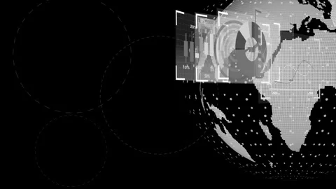 Digital globe with analytics overlays animation background Stock Footage 329111985