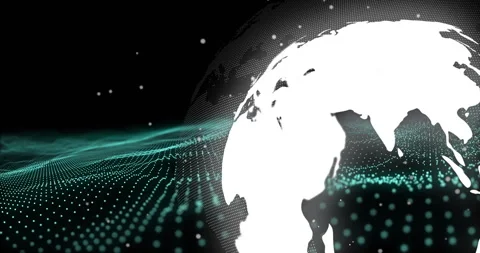 Digital globe and data points animation over dark background Stock Footage 305366463