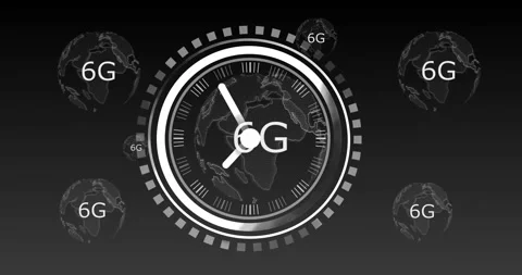 Digital globe and futuristic interface design illustrating 6G technology concept Stock Footage 305730158