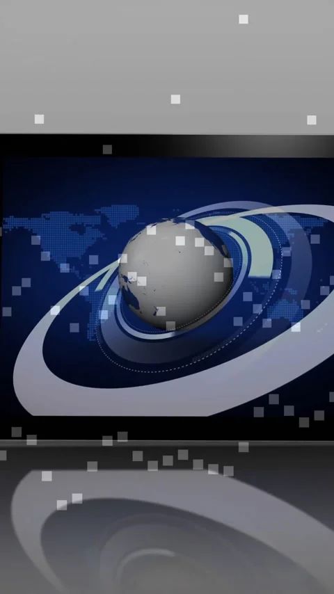 Digital globe and swirling graphics displayed on tablet with pixelated animation Stock Footage 320160945