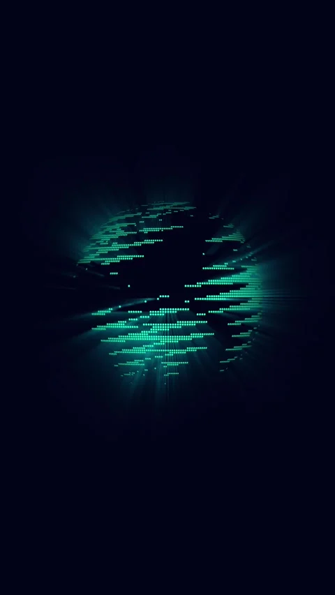 Digital globe animation with horizontal lines. Teal digital globe futuristi.. Stock Footage 345966491