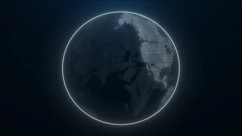 Digital globe animation made of glowing dots, rotating Earth map Stock Footage 328448934