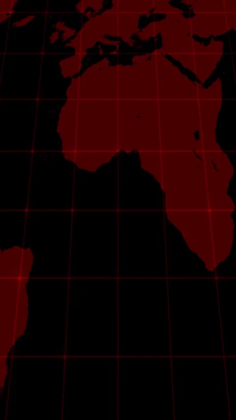 Digital globe animation with red grid lines on black. World map red grid li.. Stock Footage 344843008