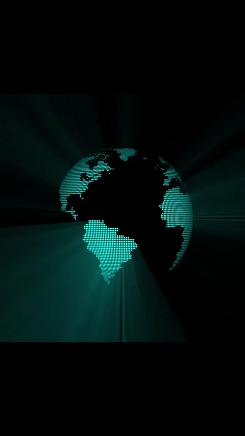 Digital globe animation with teal continents. Digital globe abstract global.. Stock Footage 345966460