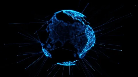 Digital globe big data social network Earth planet hologram 4k alpha matte loop Stock Footage 117244286