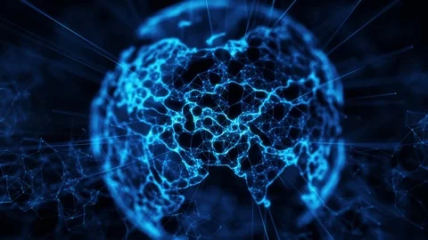 Digital globe big data social network Earth planet hologram 4k loop background Stock Footage 117244335