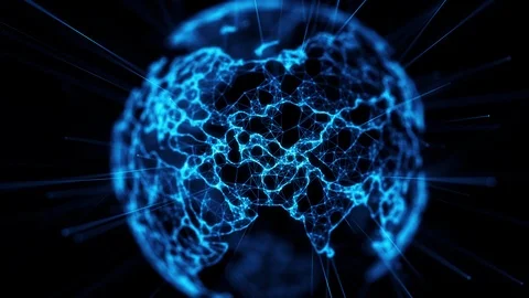 Digital globe big data social network Earth planet hologram 4k alpha matte loop Vidéo 117244596