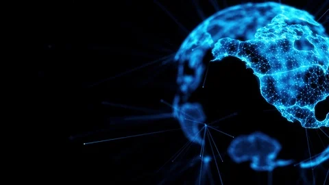 Digital globe big data social network Earth planet hologram 4k alpha matte loop Stock Footage 120655063