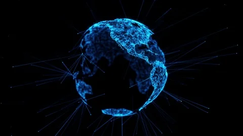 Digital globe big data social network Earth planet hologram 4k alpha matte loop Stock Footage 126066037