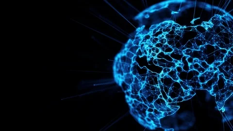Digital globe big data social network Earth planet hologram 4k alpha matte loop Stock Footage 126066111