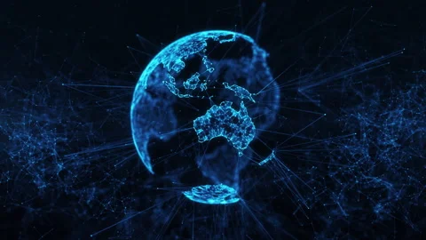 Digital globe big data social network Earth planet hologram 4k loop background Stock Footage 146312551