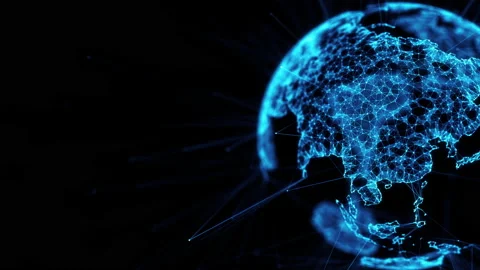 Digital globe big data social network Earth planet hologram 4k alpha matte loop Stock Footage 146482151