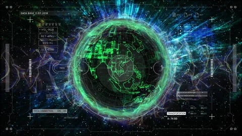 Digital Globe with Binary Code and HUD Animation Stock Footage 275805007