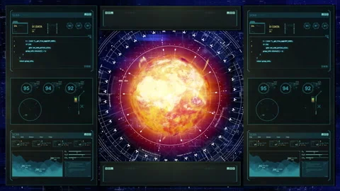 Digital Globe with Binary Code and HUD Animation Stock Footage 278315630