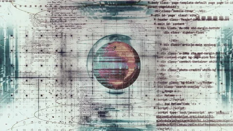 Digital Globe with Binary Code and HUD Animation Stock Footage 278376132
