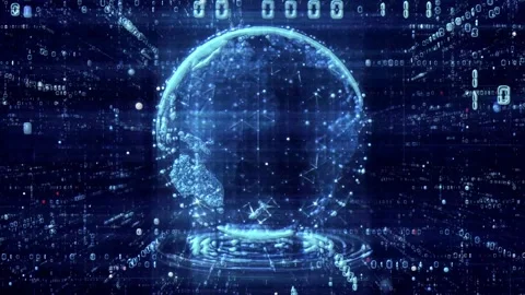 Digital Globe with Binary Code and HUD Animation Stock Footage 293745709