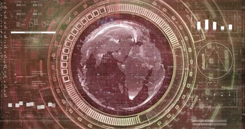 Digital Globe with Binary Code and HUD Animation Stock Footage 293746992