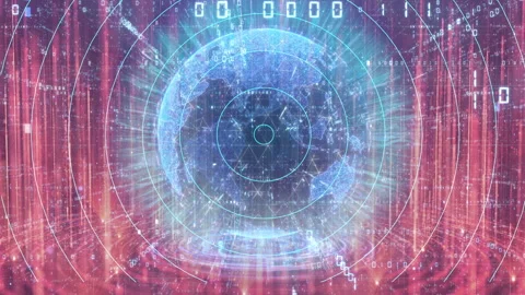 Digital Globe with Binary Code and HUD Animation Stock Footage 296788641