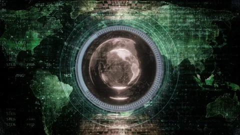 Digital Globe with Binary Code and HUD Animation Stock Footage 304306843